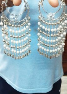 Pearl Beaded Hoop Earrings