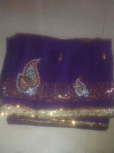 Purple Embellished Saree
