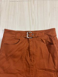 Light Brown high waist knee length skirt