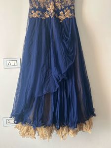 Elegant Blue &amp; Gold Ethnic Gown L size