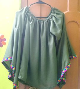 Olive Green Flowy Top
