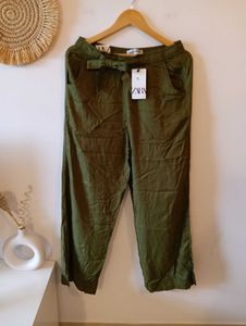 Zara Olive Green Casual Trousers