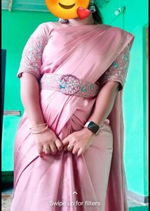 New Saree With Netted Blouse And Belt