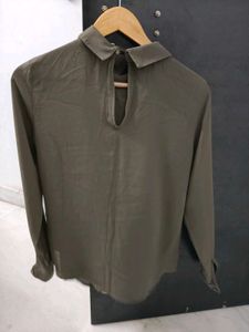 Olive Green Bow Blouse
