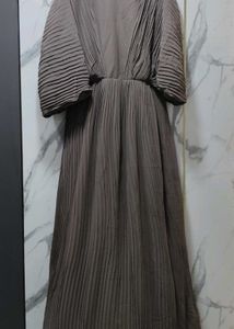 Pleated Gold Trim Dress