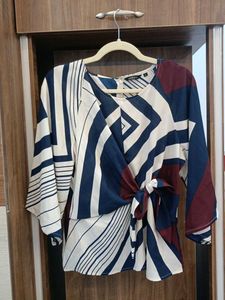 Striped Tie-Front Blouse