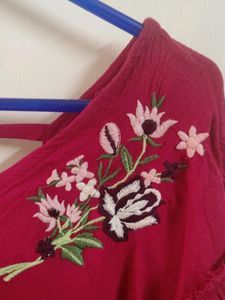 Red Crop Top With Knot