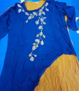 Stylish Blue &amp; Yellow Dress 44 Size