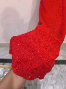 Red chikankari kurti
