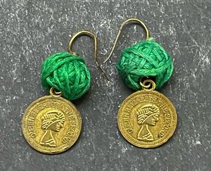 Green Beaded Coin Necklace &amp; Earrings