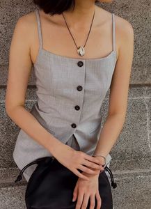 Grey Button-Down Waistcoat Top