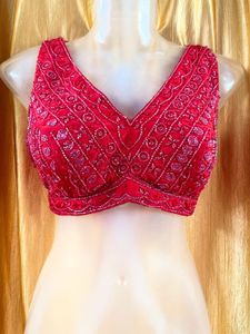 Red Beadwork Like New Blouse