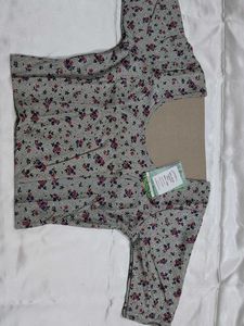 Grey  Stretchable Blouse With Flowers
