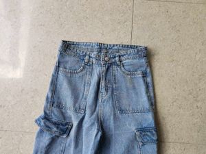Light Wash Denim Cargo Pants