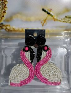 Flamingo Beaded Earrings