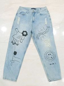Funky Graphic Print Jeans
