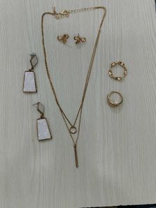 h&m ring and chain with ear studs