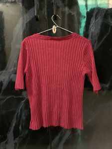 Red Ribbed Top