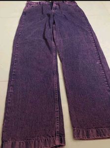 Purple Denim Wide Leg Jeans