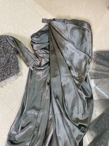 Elegant Grey Drape Lehenga with Blouse