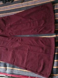 Burgundy Chain Belt Flare Pants