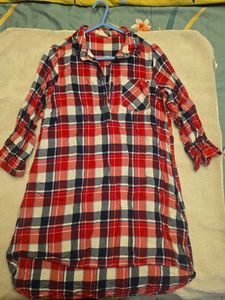 Red Plaid Shirt Dress