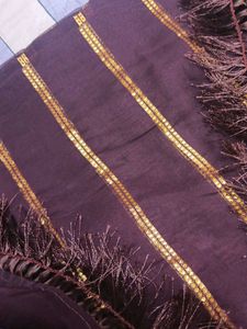 Elegant Brown Striped Saree