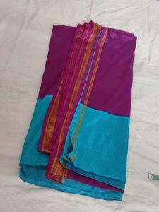Elegant Purple & Blue Saree