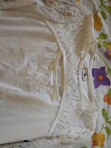 White Lace Sleeve Cutout Top