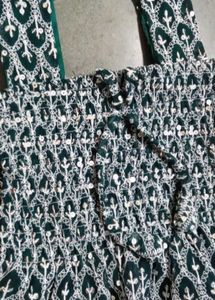 Green &amp; White Smocked Sun Dress