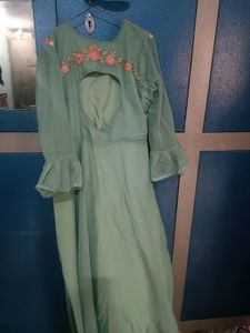 A Georgette Gown With embroidered Shrug.
