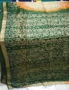 6Brand new Bandhani cotton silk golden border sare