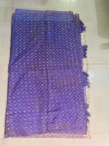 Elegant Purple Saree with Silver Accents