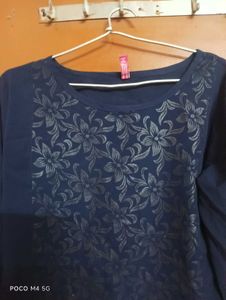Navy Blue Floral Tunic Top