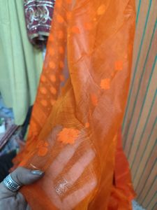 Orange Dhakai Buti Saree