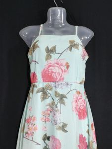 Branded Light Blue Floral Printed Gown Style