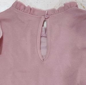 Peach top with white moti beads