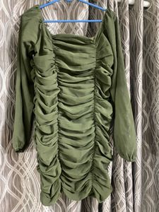Green Ruched Bodycon Dress