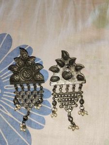 Oxidized Silver Ethnic Earrings