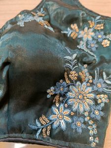 Sleeveless Organza Blue Blouse
