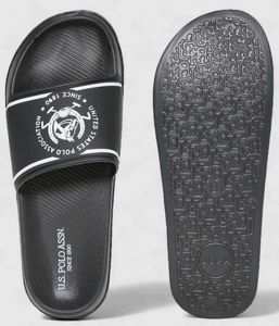 US POLO ASSN Mens Black Flip Flop Sliders