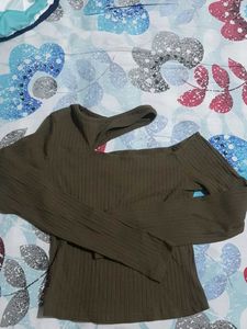 Olive Green Cutout Top