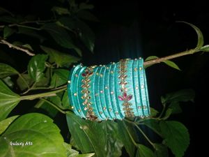 Teal Beaded Bangle Bracelet