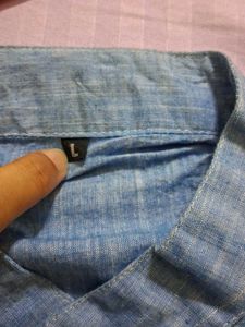 Men&#39;s Blue Linen Shirt &amp; Khaki Pants Set