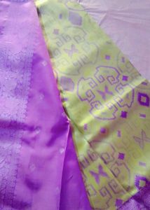 Green &amp; Purple Silk Blend Saree
