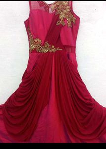 Elegant Maroon Embroidered Gown