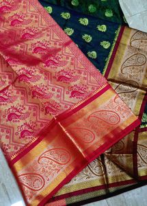 Elegant Green &amp; Gold Saree