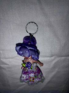 Purple Barbie Doll Keychain With Freebie