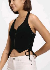 FOREVER21 Black Halter Corset Top