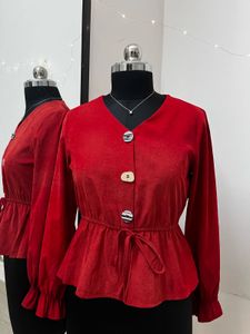 Maroon Velvety Top